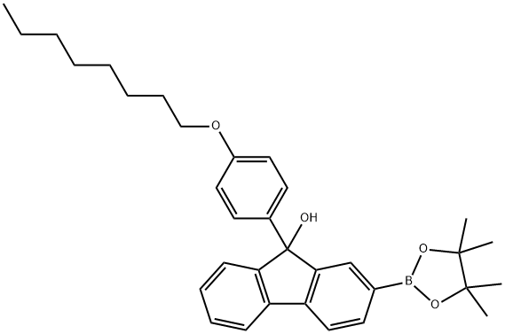 9-(4-(辛氧基)苯基)-2-(4,4,5,5-四甲基-1,3,2-二氧硼杂环戊烷-2-基)-9H-芴-9-醇 结构式