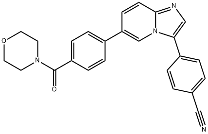 4-[6-[4-(4-吗啉基羰基)苯基]咪唑并[1,2-A]吡啶-3-基]苄腈 结构式