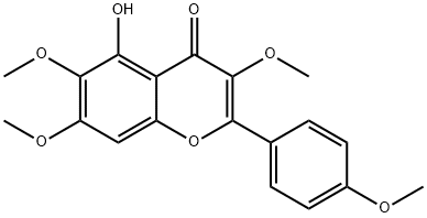 5-Hydroxy-3,6,7,4'-tetramethoxyflavone 结构式