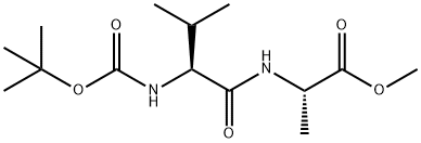 (S)-甲基 2-((S)-2-((叔丁氧基羰基)氨基)-3-甲基丁酰胺基)丙酸酯 结构式