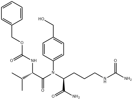 L-Ornithinamide, N-[(phenylmethoxy)carbonyl]-L-valyl-N5-(aminocarbonyl)-N-[4-(hydroxymethyl)phenyl]- 结构式