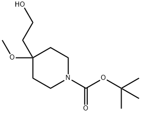 1-Piperidinecarboxylic acid, 4-(2-hydroxyethyl)-4-methoxy-, 1,1-dimethylethyl ester 结构式