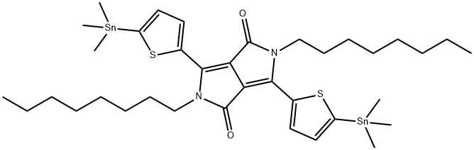 2,5-二辛基-3,6-双(5-(三甲基锡基)-噻吩-2-基)吡咯并[3,4-C]吡咯-1,4(2H,5H)-二酮 结构式