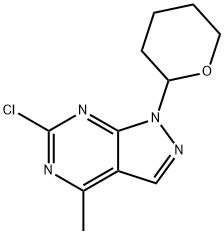 1H-Pyrazolo[3,4-d]pyrimidine, 6-chloro-4-methyl-1-(tetrahydro-2H-pyran-2-yl)- 结构式