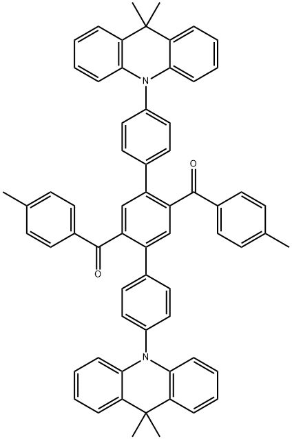 1,1'-[4,4'-双(9,9-二甲基-10(9H)-吖啶基)][1,1':4',1-三苯基]2',5'-二甲基]双1-(4-甲基苯基)-甲酮 结构式