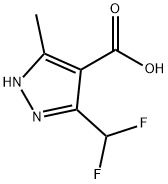 1H-Pyrazole-4-carboxylic acid, 3-(difluoromethyl)-5-methyl- 结构式