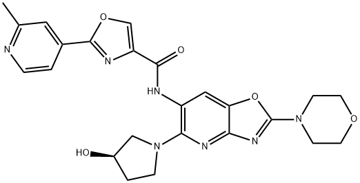 4-Oxazolecarboxamide, N-[5-[(3R)-3-hydroxy-1-pyrrolidinyl]-2-(4-morpholinyl)oxazolo[4,5-b]pyridin-6-yl]-2-(2-methyl-4-pyridinyl)- 结构式