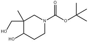 叔-丁基 4-羟基-3-(羟甲基)-3-甲基哌啶-1-甲酸基酯 结构式