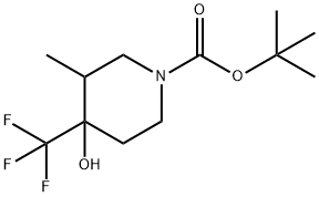 叔-丁基 4-羟基-3-甲基-4-(三氟甲基)哌啶-1-甲酸基酯 结构式