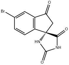 Spiro[imidazolidine-4,1'-[1H]indene]-2,3',5(2'H)-trione, 5'-bromo-, (1'S)- 结构式