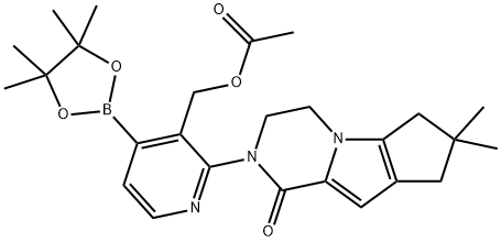 2H-Cyclopenta[4,5]pyrrolo[1,2-a]pyrazin-1(6H)-one, 2-[3-[(acetyloxy)methyl]-4-(4,4,5,5-tetramethyl-1,3,2-dioxaborolan-2-yl)-2-pyridinyl]-3,4,7,8-tetrahydro-7,7-dimethyl- 结构式