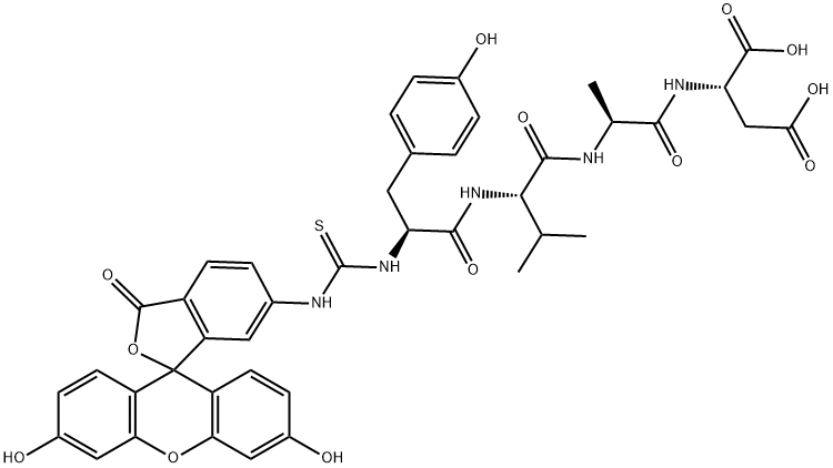 L-Aspartic acid, N-[[(3',6'-dihydroxy-3-oxospiro[isobenzofuran-1(3H),9'-[9H]xanthen]-6-yl)amino]thioxomethyl]-L-tyrosyl-L-valyl-L-alanyl- 结构式