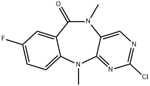 6H-Pyrimido[4,5-b][1,4]benzodiazepin-6-one, 2-chloro-8-fluoro-5,11-dihydro-5,11-dimethyl- 结构式