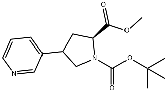 1,2-Pyrrolidinedicarboxylic acid, 4-(3-pyridinyl)-, 1-(1,1-dimethylethyl) 2-methyl ester, (2S)- 结构式