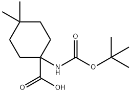 1-((叔丁氧羰基)氨基)-4,4-二甲基环己烷-1-甲酸 结构式