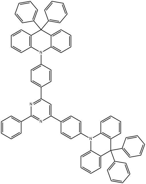 2-苯基-4,6-双[4-(9,9-二苯基-9,10-二氢吖啶)苯基]嘧啶 结构式