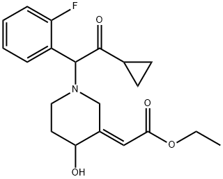 (2E)-2-[1-[2-Cyclopropyl-1-(2-fluorophenyl)-2-oxoethyl]-4-hydroxy-3-piperidinylidene]acetic Acid Ethyl Ester  (Mixture of Diastereomers) 结构式