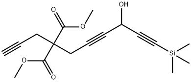 2-[4-羟基-6-(三甲基硅基)己-2,5-二炔-1-基]-2-(2-丙炔-1-基)丙二酸二甲酯 结构式