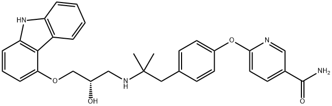 3-Pyridinecarboxamide, 6-[4-[2-[[(2S)-3-(9H-carbazol-4-yloxy)-2-hydroxypropyl]amino]-2-methylpropyl]phenoxy]- 结构式