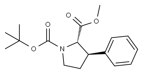 1,2-Pyrrolidinedicarboxylic acid, 3-phenyl-, 1-(1,1-dimethylethyl) 2-methyl ester, (2S,3R)- 结构式