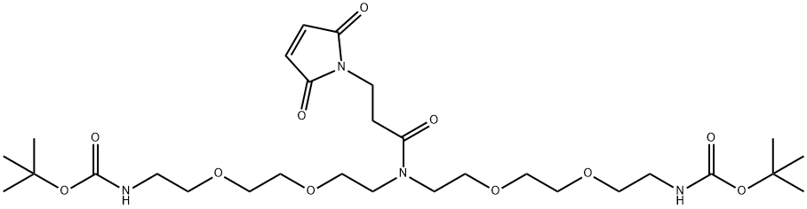 N-马来酰亚胺-N-BIS(二聚乙二醇-NH-叔丁氧羰基) 结构式