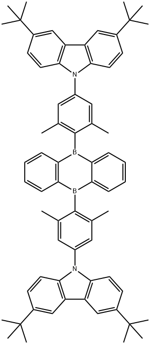 5,10-双(4-(3,6-二叔丁基-9H-咔唑-9-基)-2,6-二甲基苯基)-5,10-二氢硼蒽 结构式
