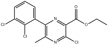 2-Pyrazinecarboxylic acid, 3-chloro-6-(2,3-dichlorophenyl)-5-methyl-, ethyl ester 结构式