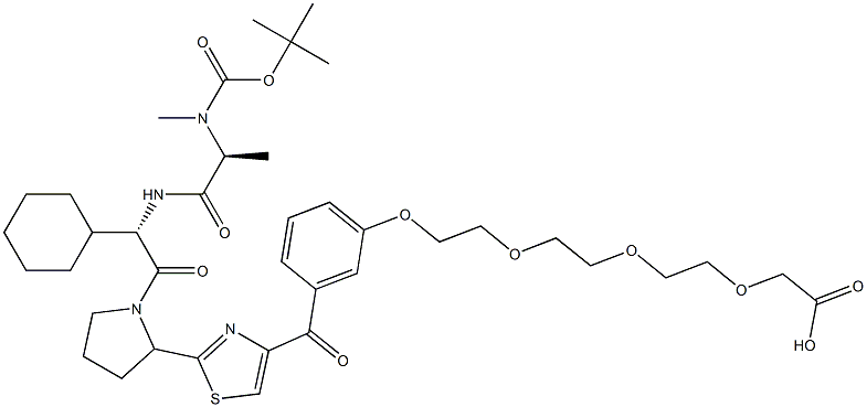 Acetic acid, 2-[2-[2-[2-[3-[[2-[(2S)-1-[(2S)-2-cyclohexyl-2-[[(2S)-2-[[(1,1-dimethylethoxy)carbonyl]methylamino]-1-oxopropyl]amino]acetyl]-2-pyrrolidinyl]-4-thiazolyl]carbonyl]phenoxy]ethoxy]ethoxy]ethoxy]- 结构式