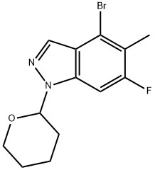 4-溴-6-氟-5-甲基-1-(四氢-2H-吡喃-2-基)-1H吲唑 结构式
