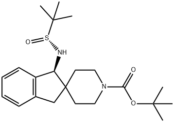 tert-butyl (1S)-1-[[(R)-tert-butylsulfinyl]amino]spiro[indane-2,4-piperidine]-1-carboxylate 结构式