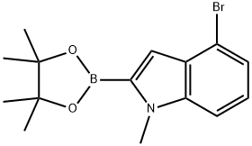 4-溴-1-甲基-2-(4,4,5,5-四甲基-1,3,2-二氧杂硼环戊烷-2-基)-吲哚 结构式