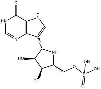 4H-Pyrrolo3,2-dpyrimidin-4-one, 7-(2S,3S,4R,5R)-3,4-dihydroxy-5-(phosphonooxy)methyl-2-pyrrolidinyl-1,5-dihydro- 结构式