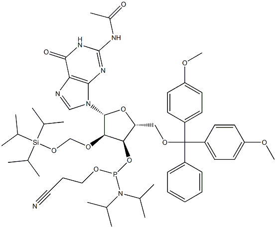 DMT-2'O-TOM-RG(AC) AMIDITE 12G, SINGLE 结构式