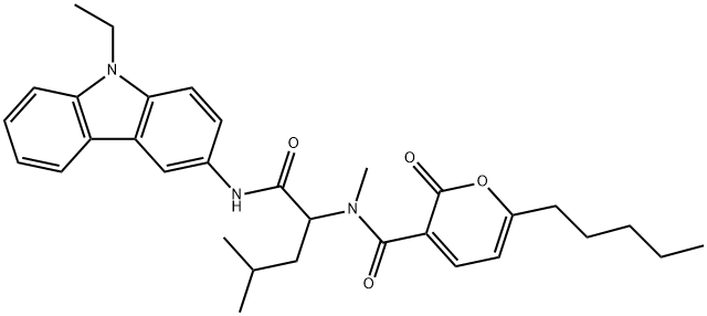 2H-Pyran-3-carboxamide,N-[1-[[(9-ethyl-9H-carbazol-3-yl)amino]carbonyl]-3-methylbutyl]-N-methyl-2-oxo-6-pentyl-(9CI) 结构式