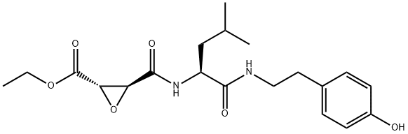 N-[[L-TRANS-3-(ETHOXYCARBONYL)OXIRAN-2-YL]CARBONYL]-L-LEUCYL-3-(P-HYDROXYPHENYL)ETHYLAMIDE 结构式