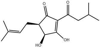 (4S)-3,4β-Dihydroxy-5β-(3-methyl-2-butenyl)-2-(3-methyl-1-oxobutyl)-2-cyclopenten-1-one 结构式