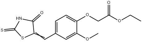 [2-甲氧基-4-[(4-氧代-2-硫代-5-噻唑烷亚基)甲基]苯氧基]乙酸乙酯 结构式