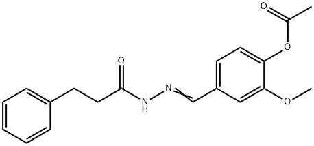 2-methoxy-4-[2-(3-phenylpropanoyl)carbonohydrazonoyl]phenyl acetate 结构式