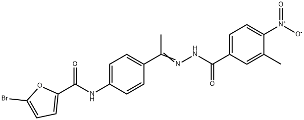 5-bromo-N-[4-[(E)-C-methyl-N-[(3-methyl-4-nitrobenzoyl)amino]carbonimidoyl]phenyl]furan-2-carboxamide 结构式