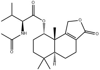 N-Acetyl-L-valine (5aS)-1,3,4,5,5aα,6,7,8,9,9a-decahydro-6,6,9aβ-trimethyl-3-oxonaphtho[1,2-c]furan-9α-yl ester 结构式