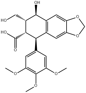 5,6,7,8-Tetrahydro-8β-hydroxy-7α-(hydroxymethyl)-5β-(3,4,5-trimethoxyphenyl)naphtho[2,3-d]-1,3-dioxole-6α-carboxylic acid 结构式