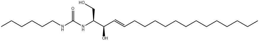 D-ERYTHRO-N-[2-(1,3-DIHYDROXY-4E-OCTADECENE)]-N'-HEXANE-UREA-SPHINGOSINE;C6-UREA-CERAMIDE 结构式