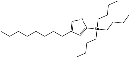 三丁基(4-辛基噻吩-2-基)锡 结构式