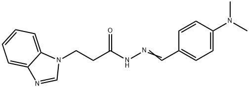 (E)-3-(1H-benzo[d]imidazol-1-yl)-N-(4-(dimethylamino)benzylidene)propanehydrazide 结构式