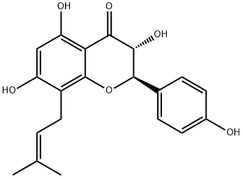 (2R)-2,3-Dihydro-3β,5,7-trihydroxy-2α-(4-hydroxyphenyl)-8-(3-methyl-2-butenyl)-4H-1-benzopyran-4-one 结构式
