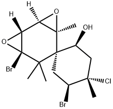 (1'R,2S,2'α,4S,5S,1R)-5,7'β-Dibromo-4-chloro-4,4'α,6',6'-tetramethylspiro[cyclohexane-1,5'-[3,8]dioxatricyclo[5.1.0.02,4]octan]-2-ol 结构式