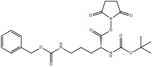 (2,5-dioxopyrrolidin-1-yl) (2R)-2-[(2-methylpropan-2-yl)oxycarbonylamino]-5-(phenylmethoxycarbonylamino)pentanoate 结构式