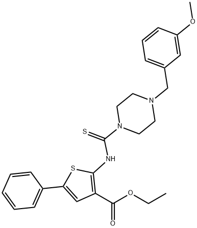 ethyl 2-(4-(3-methoxybenzyl)piperazine-1-carbothioamido)-5-phenylthiophene-3-carboxylate 结构式