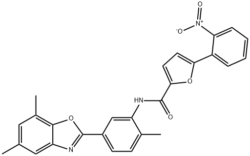 2-Furancarboxamide,N-[5-(5,7-dimethyl-2-benzoxazolyl)-2-methylphenyl]-5-(2-nitrophenyl)-(9CI) 结构式