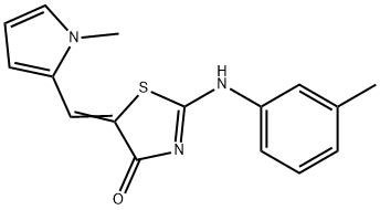 4(5H)-Thiazolone,2-[(3-methylphenyl)amino]-5-[(1-methyl-1H-pyrrol-2-yl)methylene]-(9CI) 结构式